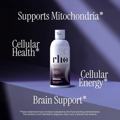 Rho Nutrition Liposomal NAD+ Liquid Supplement | High Absorption Formula, Active NAD+, Cellular Health, Healthy Aging & Energy Metabolism, 30 Servings